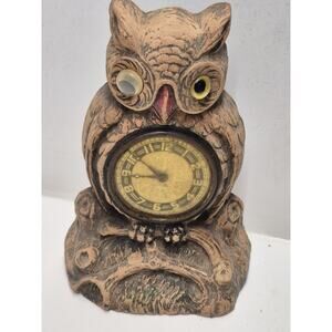 Vintage Lux Clock Small Owl Waterbury Connecticut For Parts